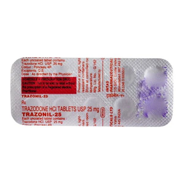 TRAZONIL 25MG TABLET, Pack of 10 TABLETS