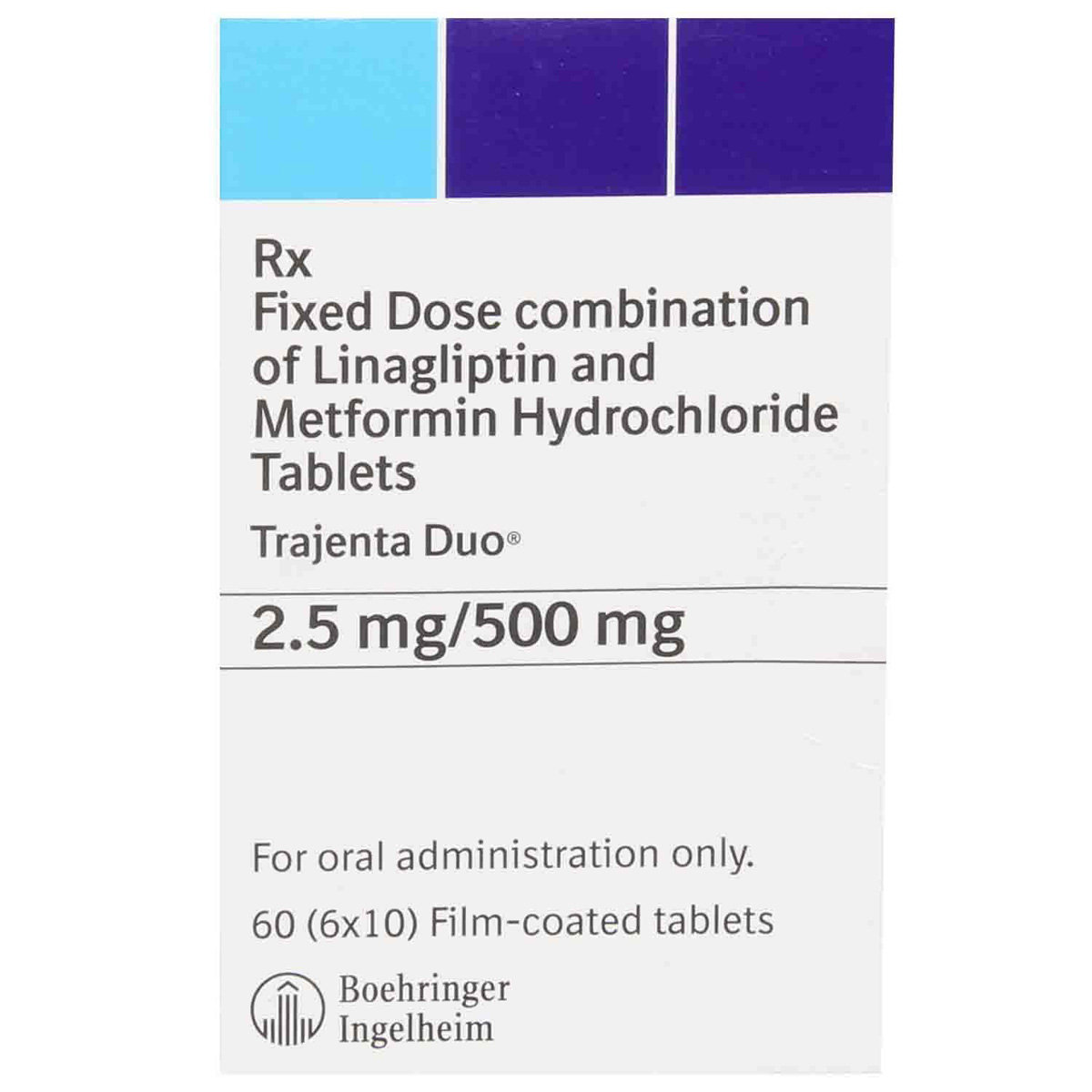 Trajenta Duo 2.5 mg /500 mg Tablet 10's, Pack of 10 TABLETS Trajenta Duo 2.5 mg /500 mg Tablet 10's, Pack of 10 TABLETS