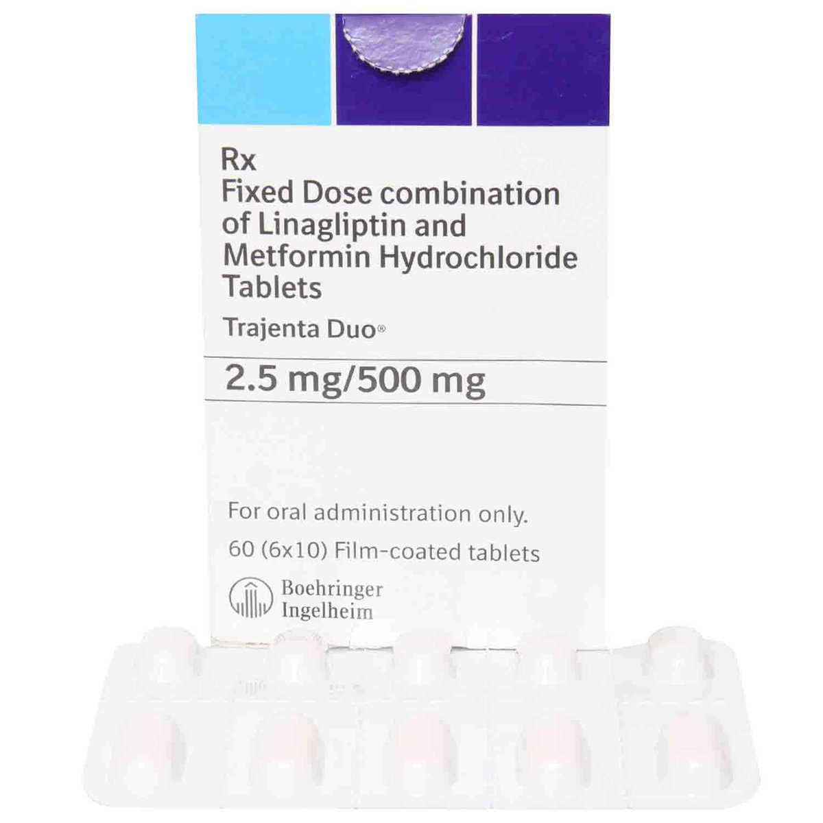 Trajenta Duo 2.5 mg /500 mg Tablet 10's, Pack of 10 TABLETS Trajenta Duo 2.5 mg /500 mg Tablet 10's, Pack of 10 TABLETS