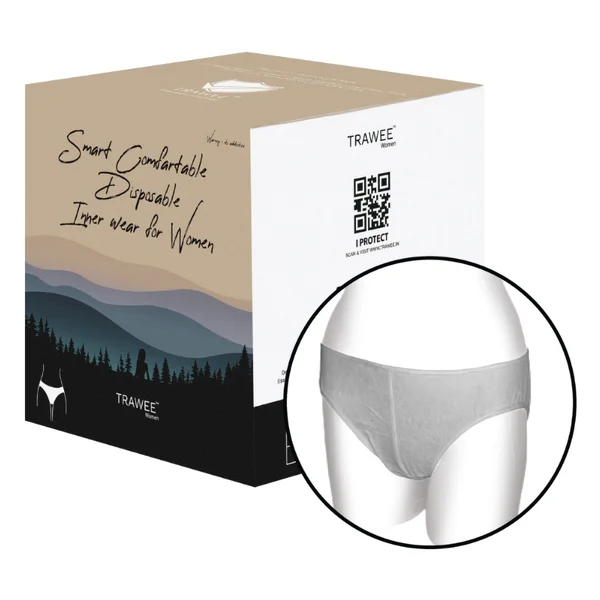 Trawee Women's Travel Disposable Panty Large, 5 Count