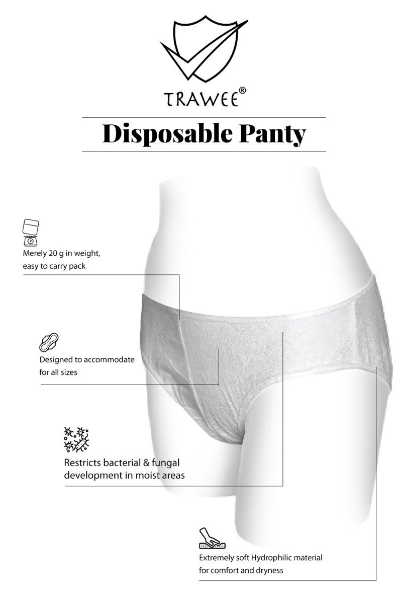 Trawee Women's Travel Disposable Panty XL, 5 Count, Pack of 1 Trawee Women's Travel Disposable Panty XL, 5 Count, Pack of 1