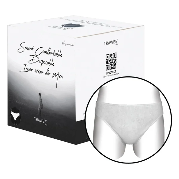 Trawee Men's Travel Disposable Brief XL, 5 Count