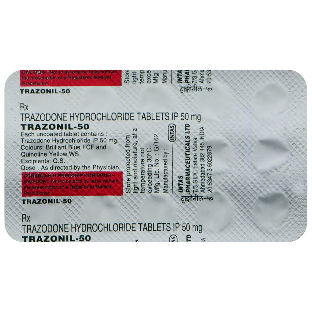 Trazonil-50 mg Tablet 15's, Pack of 15 TabletS Trazonil-50 mg Tablet 15's, Pack of 15 TabletS