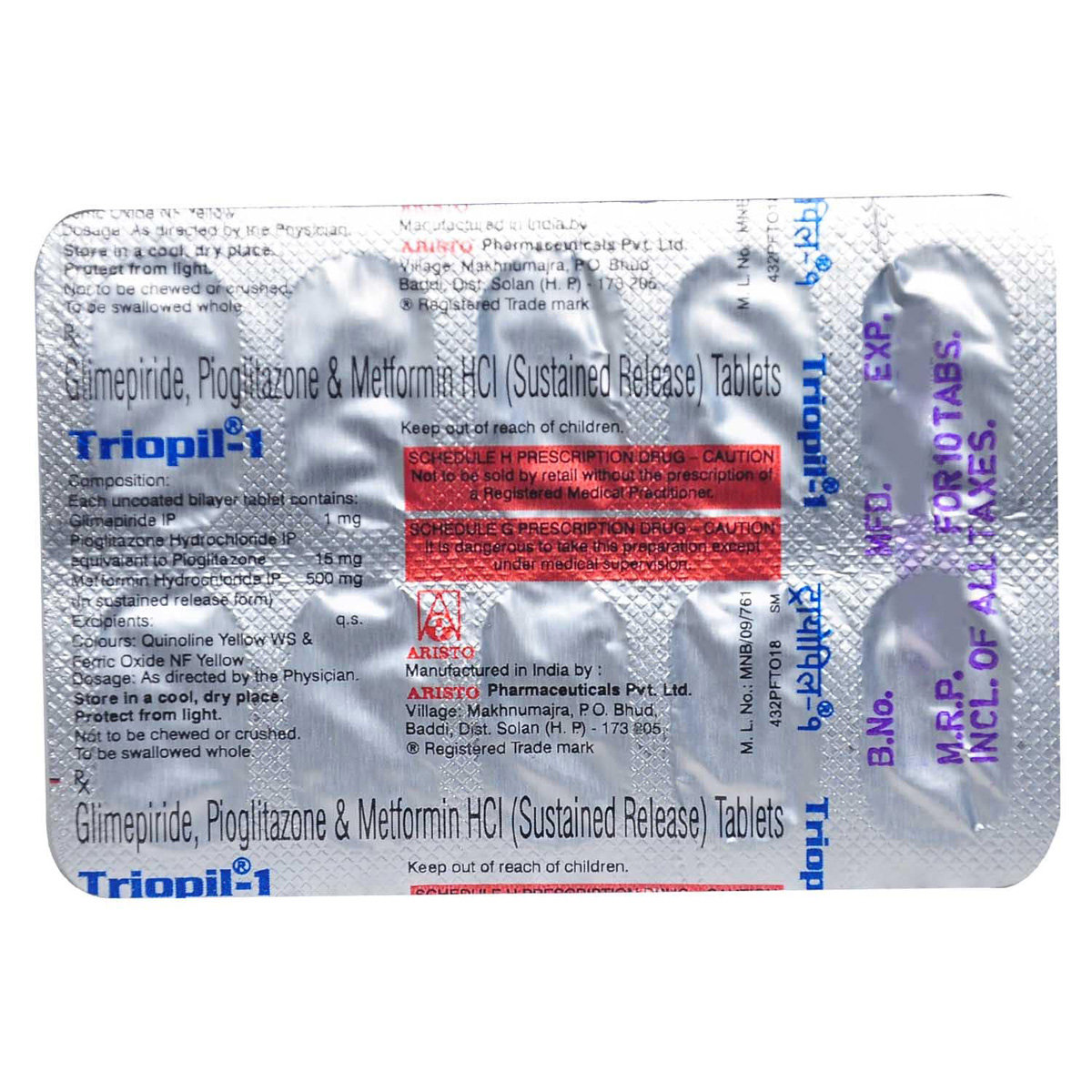 Triopil-1 Tablet 10's, Pack of 10 TABLETS Triopil-1 Tablet 10's, Pack of 10 TABLETS