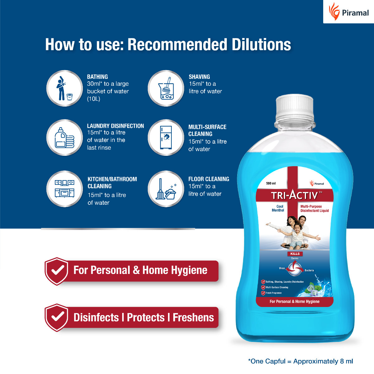 Tri-Activ Menthol Cool Multi-Purpose Disinfectant Liquid, 500 ml, Pack of 1 Tri-Activ Menthol Cool Multi-Purpose Disinfectant Liquid, 500 ml, Pack of 1