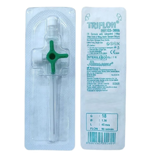 Romsons TriFlon IV Cannula - 18G (GS-3006),1 Count