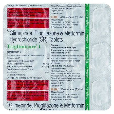 Triglimicure 1 Tablet 15's