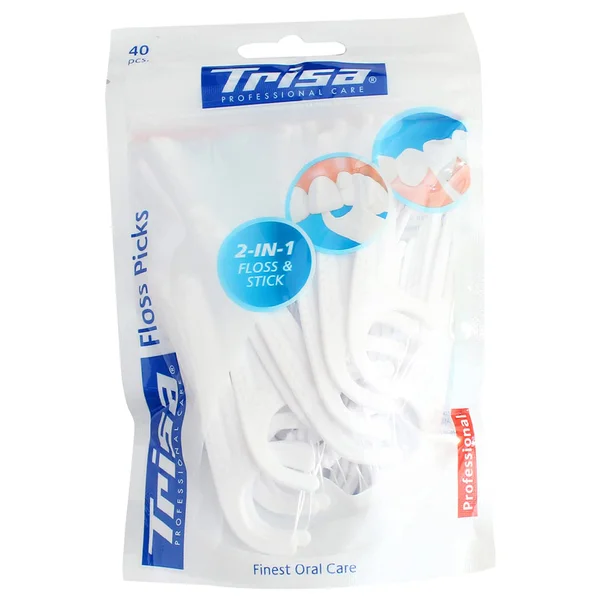Trisa 2-in-1 Floss Picks, 40 Count, Pack of 1