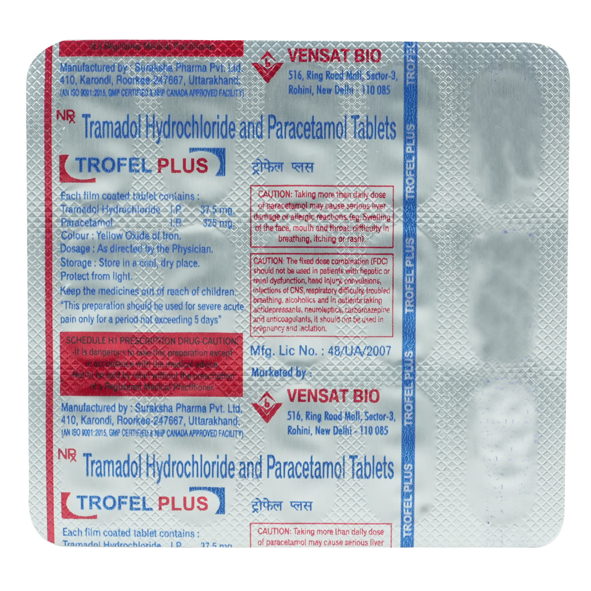 Trofel Plus 37.5 mg/325 mg Tablet 15's, Pack of 15 Trofel Plus 37.5 mg/325 mg Tablet 15's, Pack of 15