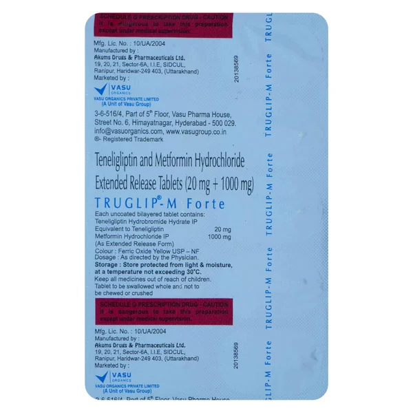 Truglip-M Forte 20 mg/1000 mg Tablet 10's