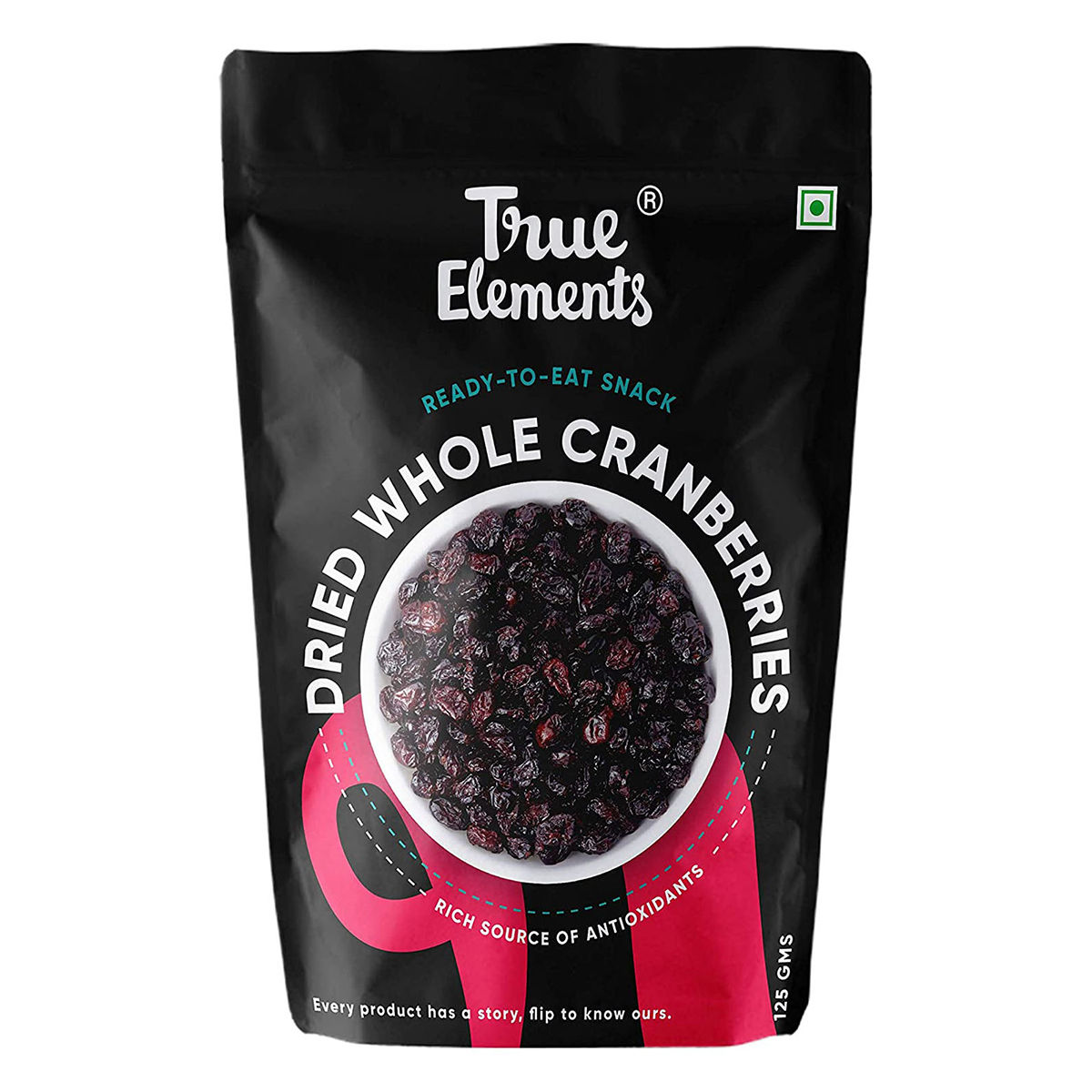 Buy True Elements Dried Whole Cranberries, 125 gm Online