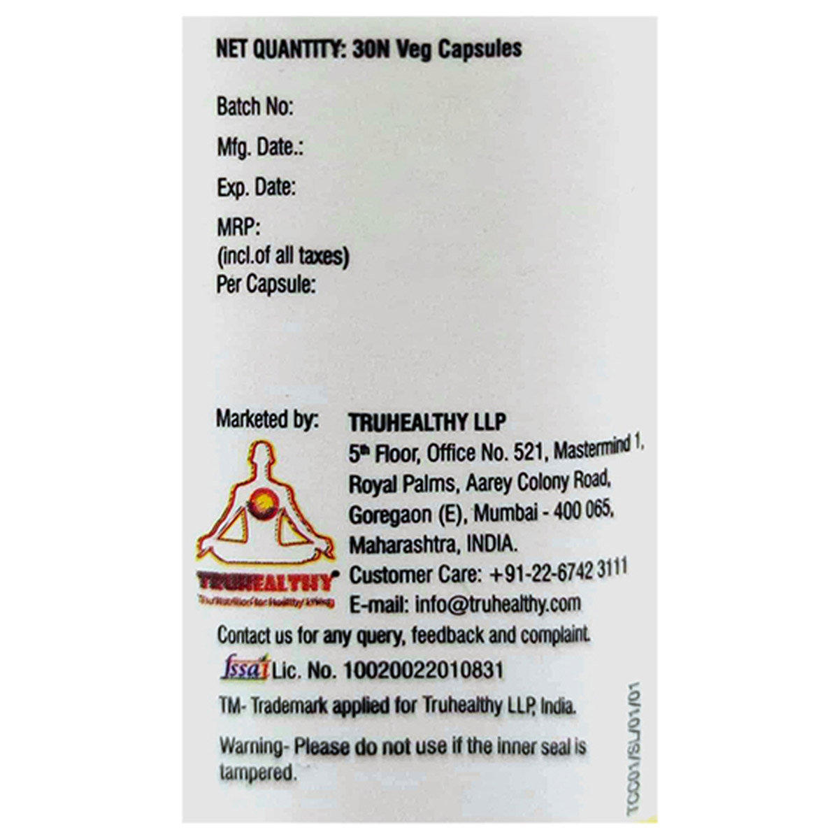 Trucumin Capsules 30's, Pack of 1 Trucumin Capsules 30's, Pack of 1