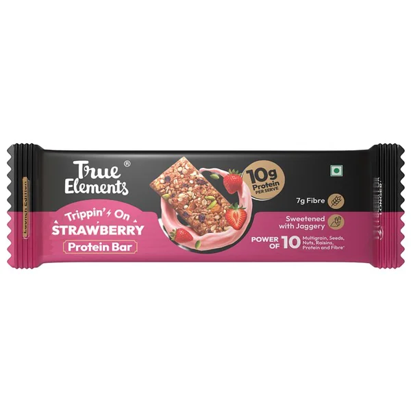 True Elements Trippin On Strawberry Protein Bar, 50 gm
