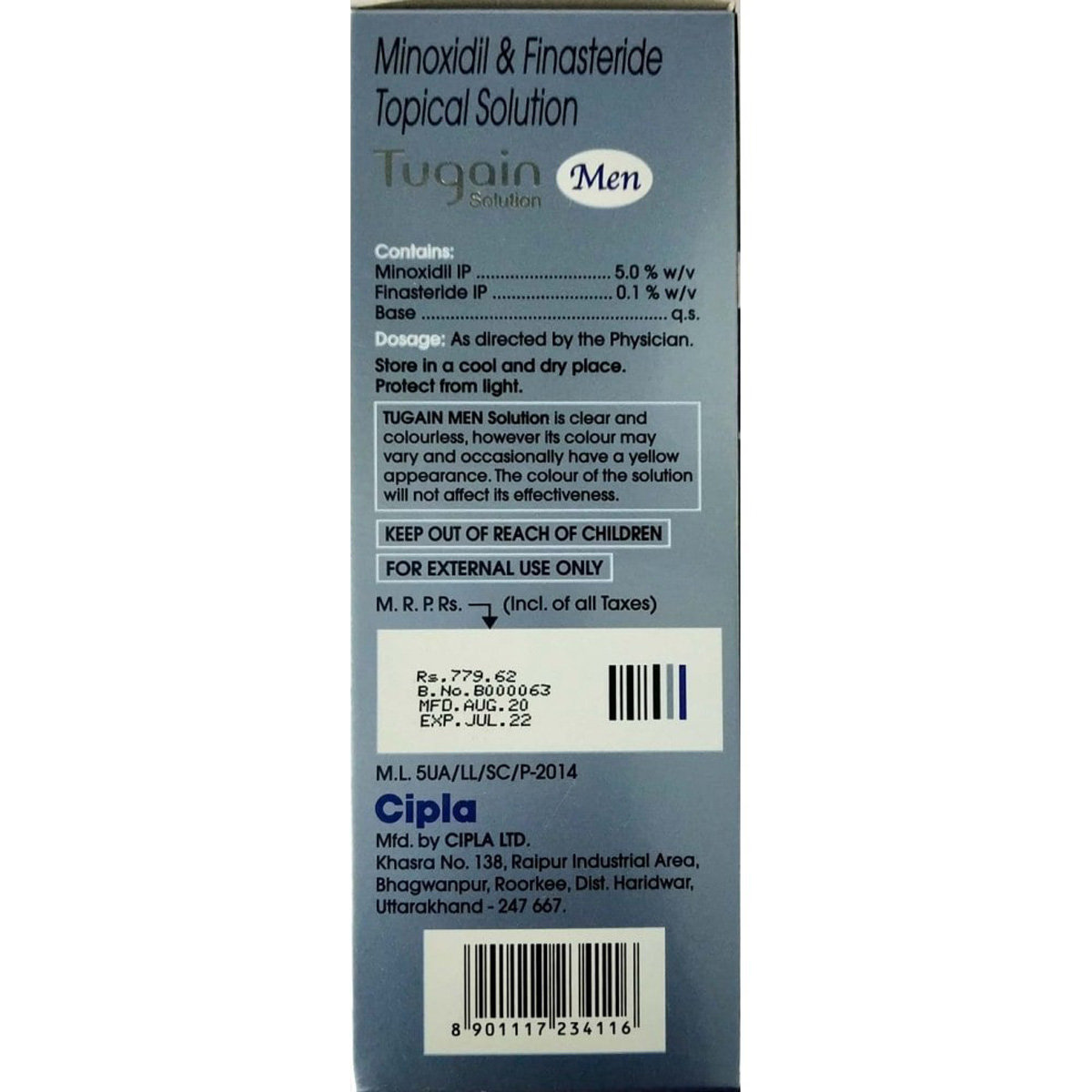 Tugain Men 5% Solution 60 ml, Pack of 1 Tugain Men 5% Solution 60 ml, Pack of 1