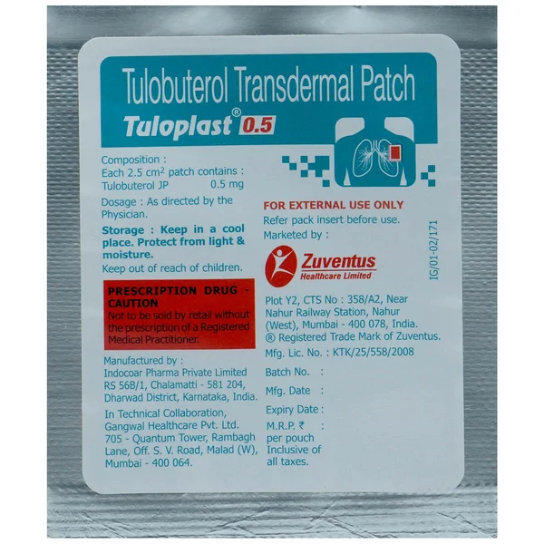 Tuloplast 0.5mg Patch 1's
