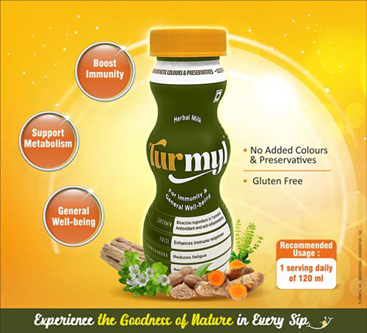 Turmyl Herbal Milk, 120 ml, Pack of 1 Turmyl Herbal Milk, 120 ml, Pack of 1