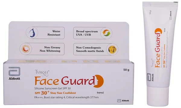 Tvaksh Face Guard SPF 30+ Sunscreen Gel 50 gm, Pack of 1