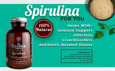 The Vitamin Company Spirulina, 60 Capsules, Pack of 1