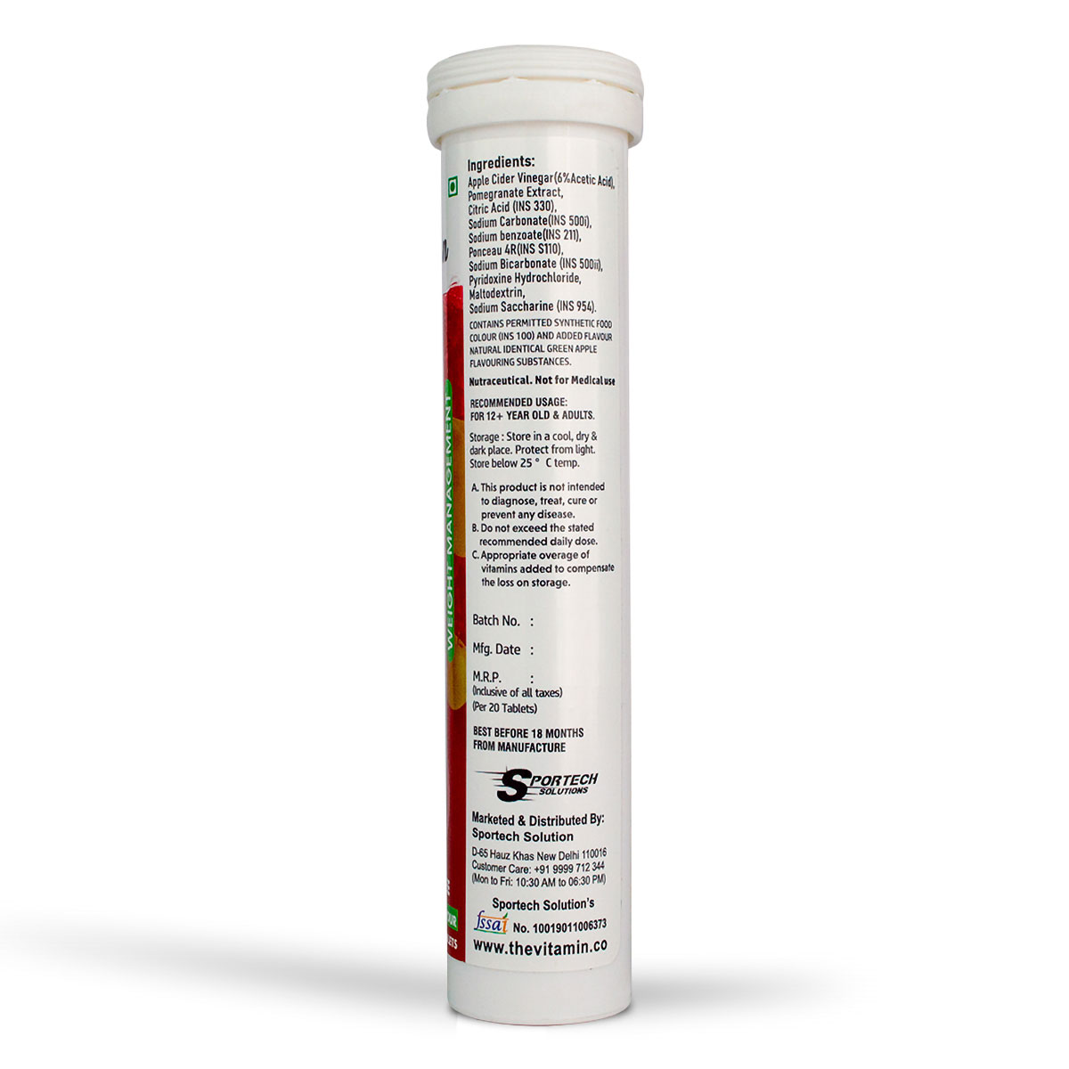 The Vitamin Company Apple Cider Vinegar with The Mother Sugar Free Green Apple Flavour, 20 Effervescent Tablet, Pack of 1 The Vitamin Company Apple Cider Vinegar with The Mother Sugar Free Green Apple Flavour, 20 Effervescent Tablet, Pack of 1