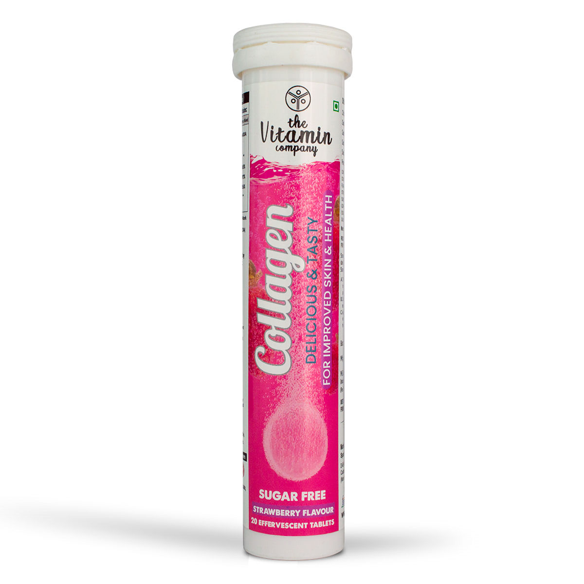 Buy The Vitamin Company Collagen Sugar Free Strawberry Flavour, 20 Effervescent Tablet Online