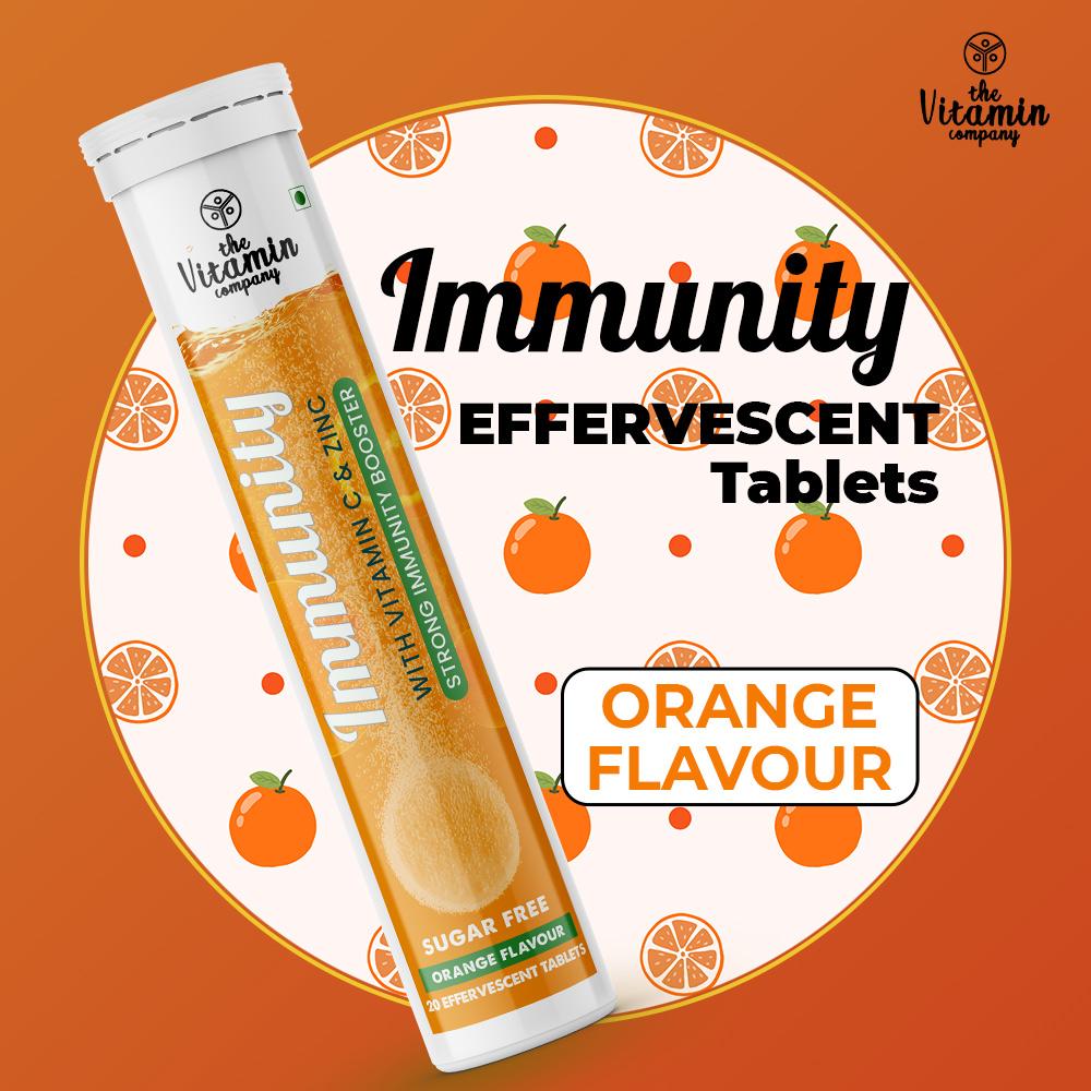 The Vitamin Company Immunity Vitamin C & Zinc Sugar Free Orange Flavour, 20 Effervescent Tablet, Pack of 1 The Vitamin Company Immunity Vitamin C & Zinc Sugar Free Orange Flavour, 20 Effervescent Tablet, Pack of 1