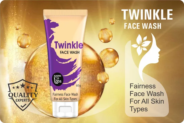 Twinkle Face Wash 60 gm | Saffron, Cucumber, Pomegranate &amp; Wheat Germ | Gives Brighter &amp; Glowing Skin | For All Skin Type, Pack of 1