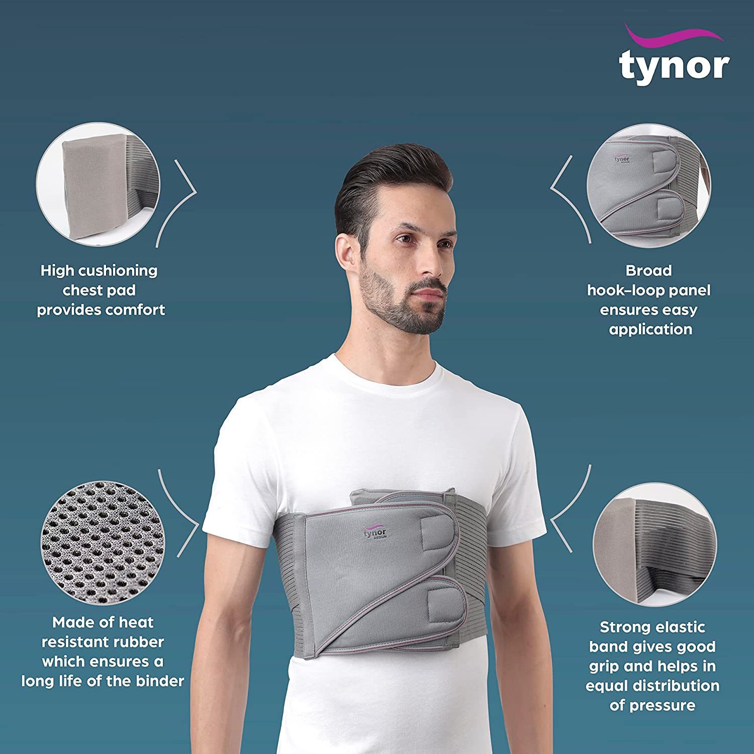 Tynor Chest Binder Belt Medium, 1 Count Price, Uses, Side Effects