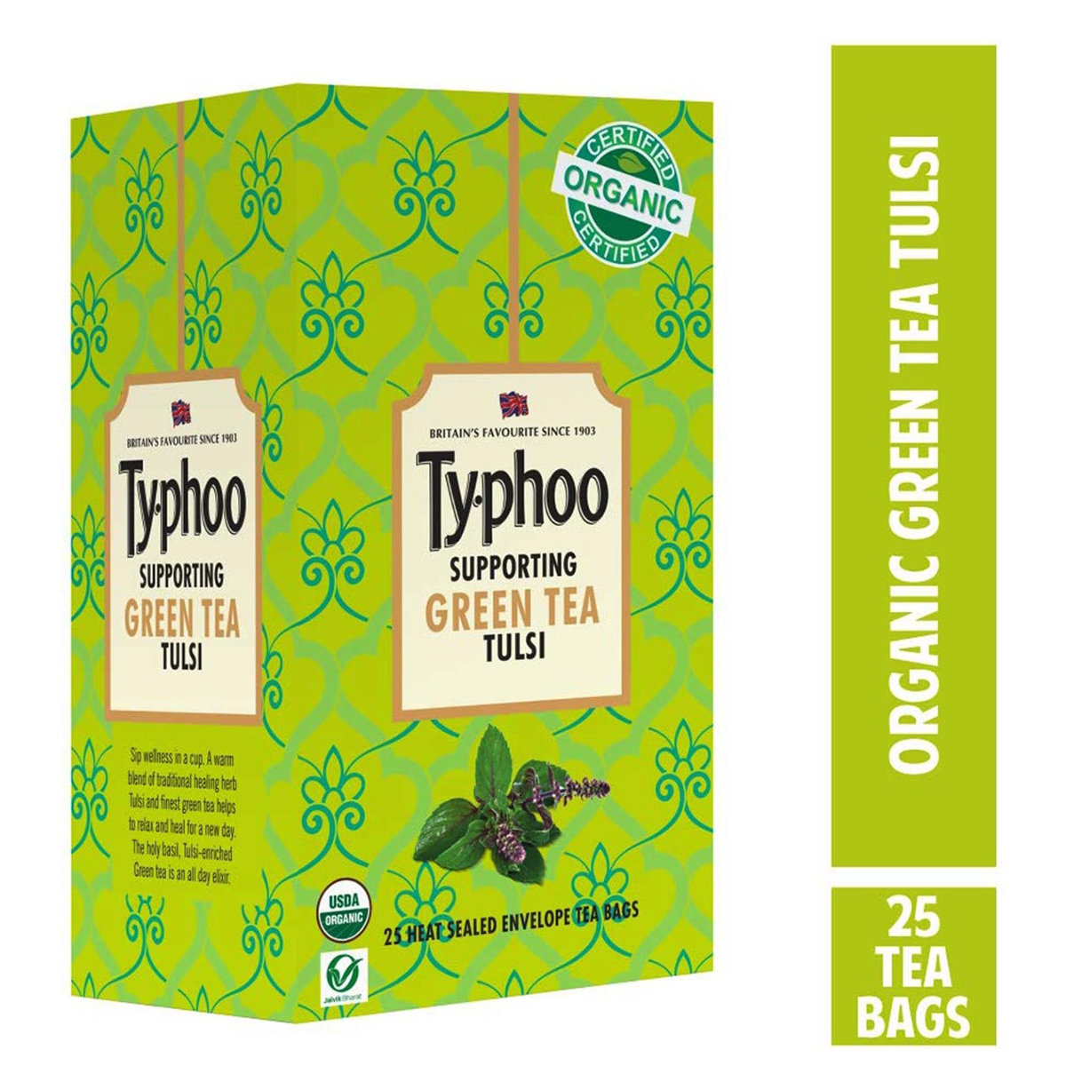 Ty.phoo Supporting Green Tea Tulsi Bags, 25 Count, Pack of 1 Ty.phoo Supporting Green Tea Tulsi Bags, 25 Count, Pack of 1