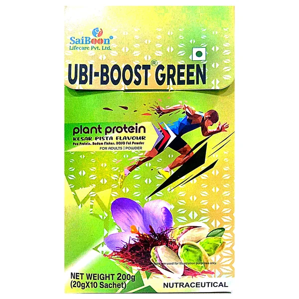 Ubi-Boost Green Plant Protein Kesarpista Flavour Powder, 20 gm, Pack of 1