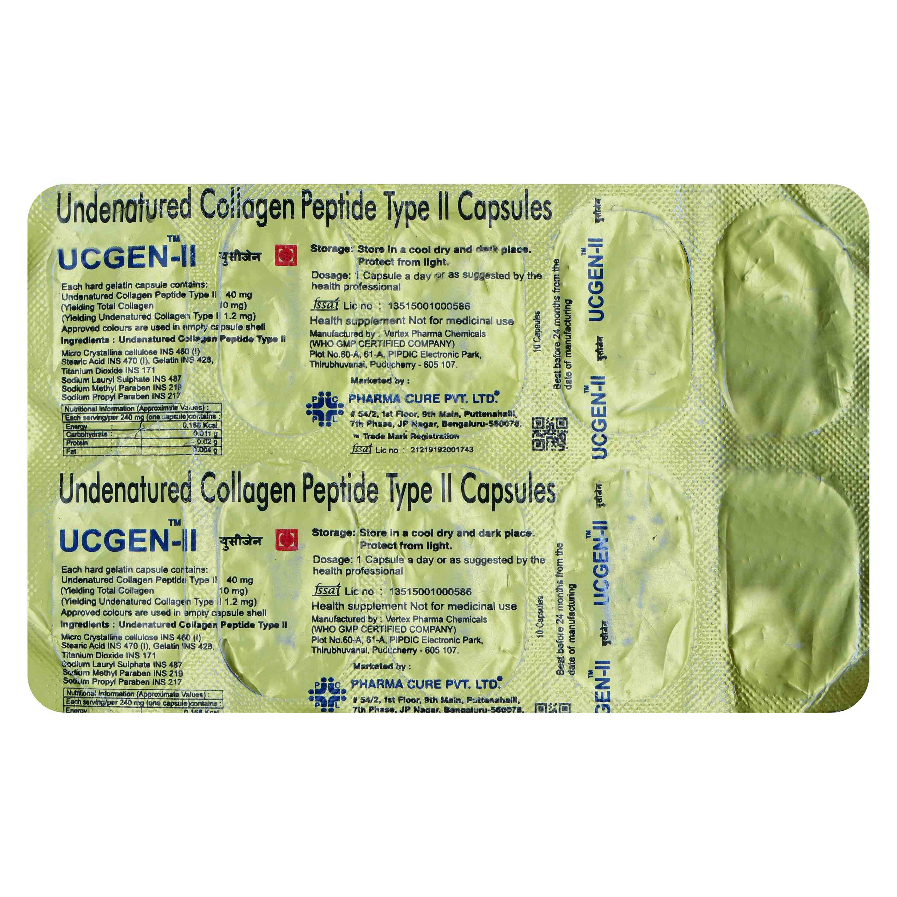 Buy Ucgen-Ii 40mg Capsule 10's Online