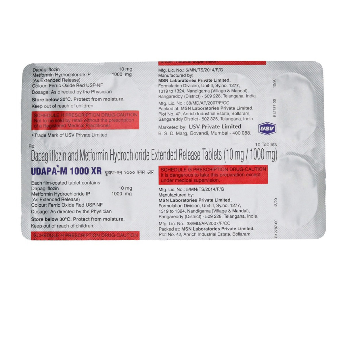 Udapa-M 1000 XR Tablets 10's, Pack of 10 TabletS Udapa-M 1000 XR Tablets 10's, Pack of 10 TabletS