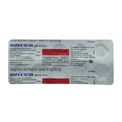 Udapa-S 10 mg/100 mg Tablet 10's, Pack of 10 TabletS