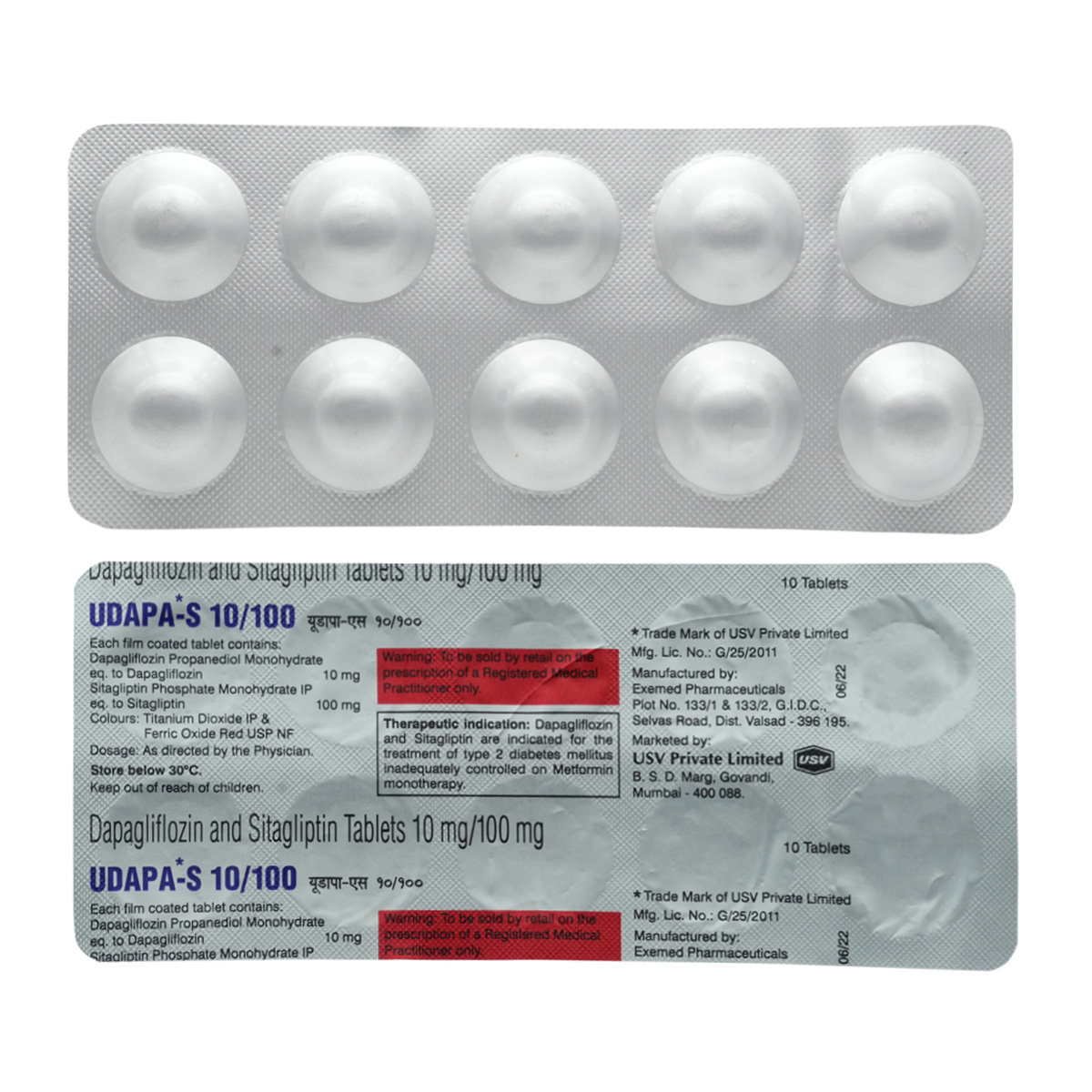 Udapa-S 10 mg/100 mg Tablet 10's, Pack of 10 Udapa-S 10 mg/100 mg Tablet 10's, Pack of 10