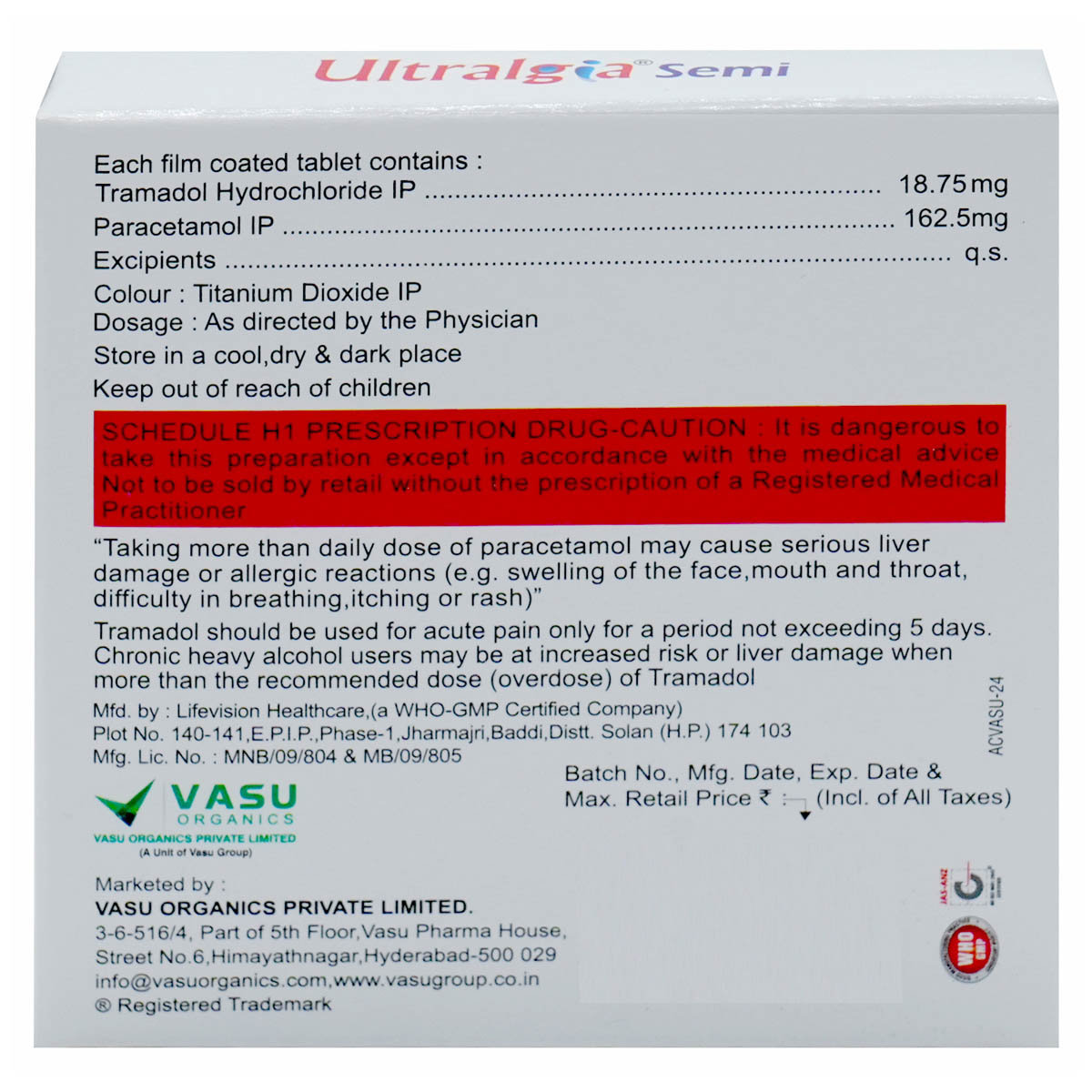 Ultralgia Semi Tablet 15's, Pack of 15 Ultralgia Semi Tablet 15's, Pack of 15