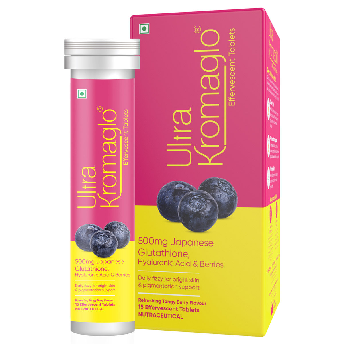Ultra Kromaglo Blue Berry Flavour Effervescent Tablet 15's, Pack of 1 Ultra Kromaglo Blue Berry Flavour Effervescent Tablet 15's, Pack of 1