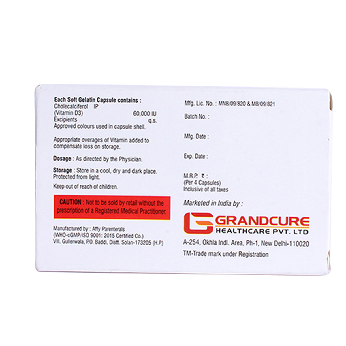 Upmark-D3 60K Softgel Capsule 4's, Pack of 4 CapsuleS Upmark-D3 60K Softgel Capsule 4's, Pack of 4 CapsuleS