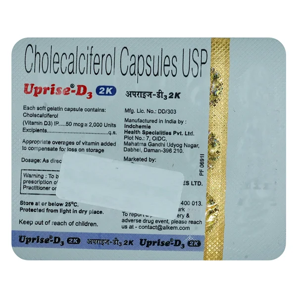 Uprise-D3 2K Softgel Capsule 15's, Pack of 15