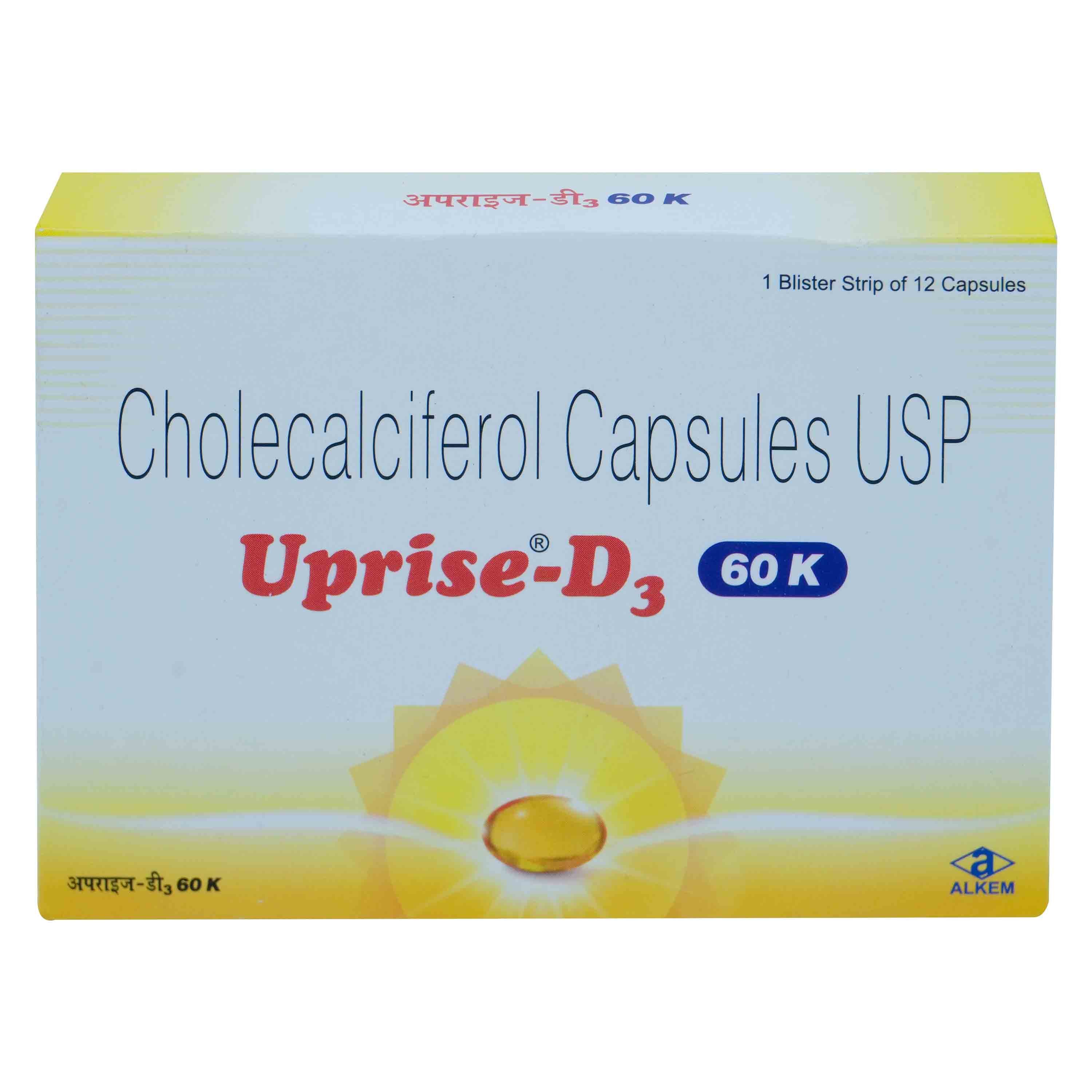 Uprise-D3 60K Softgel Capsule 12's, Pack of 12 Uprise-D3 60K Softgel Capsule 12's, Pack of 12