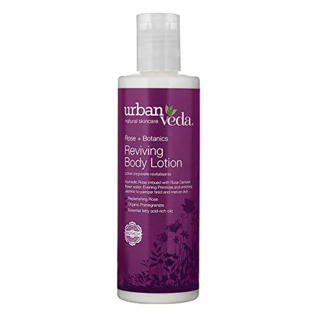Urban Veda Reviving Rose Body Lotion 250 ml | Rose, Pomegrante Extract And Essential Fatty Acid Rich Oil | Effective Skin Hydration | Moisturises & Nourishes | For Tired & Mature Skin