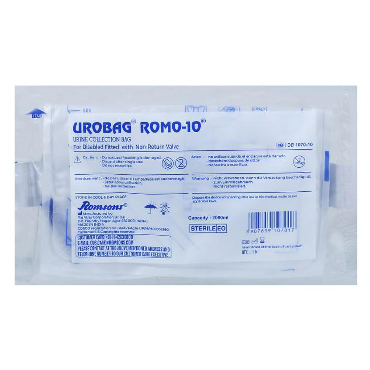 Bard Infection Control Urinary Drainage Bag, 2000 mL | 154114