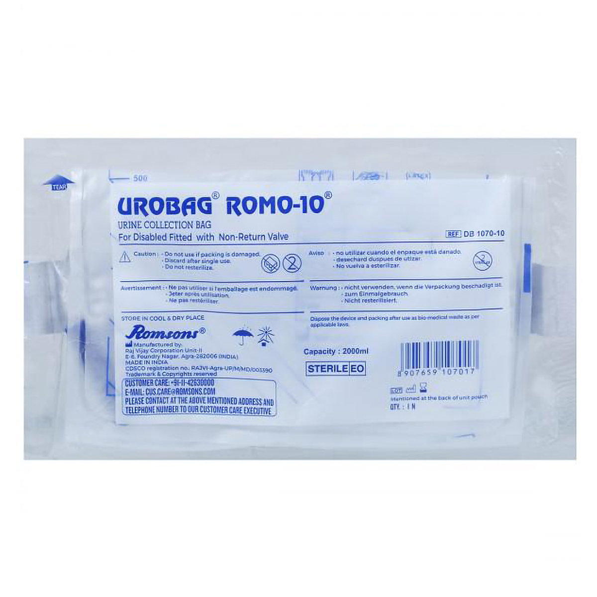 Urine Bag Romo 10, 1 Count, Pack of 1 Urine Bag Romo 10, 1 Count, Pack of 1