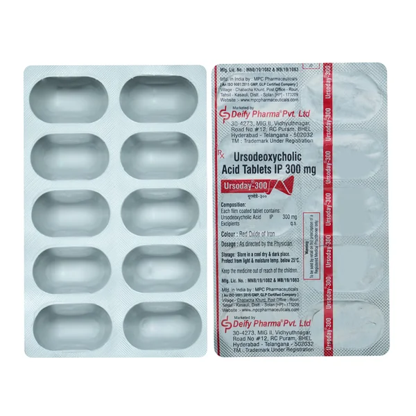 URSODAY 300MG TABLET, Pack of 10 TABLETS