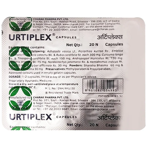 Charak Urtiplex, 20 Capsules