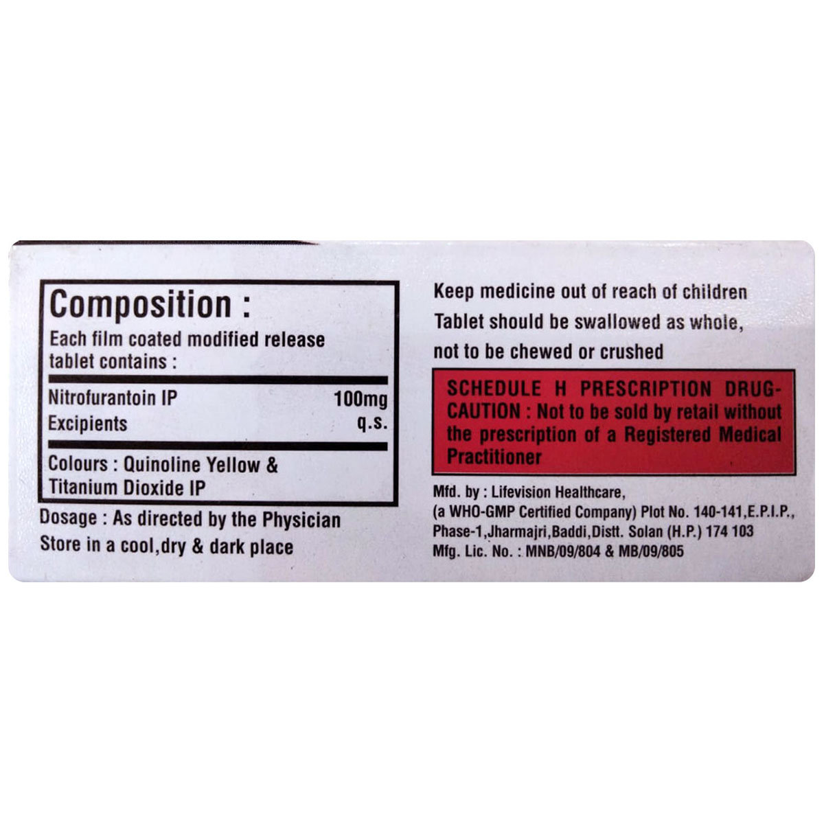 Utinit MR 100 Tablet 10's, Pack of 10 TABLETS Utinit MR 100 Tablet 10's, Pack of 10 TABLETS