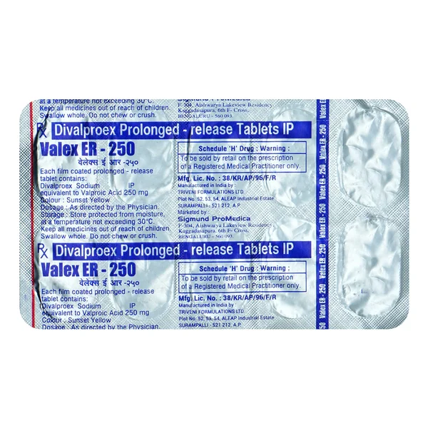 Valex Er 250mg Tablet 10's, Pack of 10 TABLETS