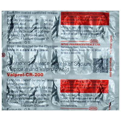 Valprol CR 200 Tablet 15's, Pack of 15 TABLETS