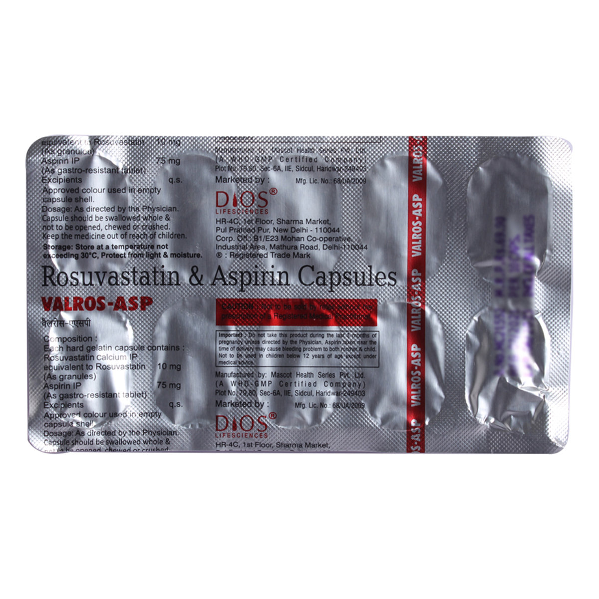 Valros-ASP Capsule 10's, Pack of 10 Valros-ASP Capsule 10's, Pack of 10