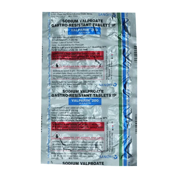 Valparin 200 Alkalets Tablet 15's, Pack of 15 TabletS