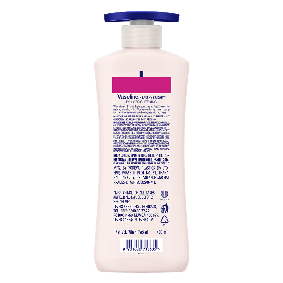 Vaseline Healthy Bright Daily Brightening Body Lotion, 400 ml, Pack of 1 Vaseline Healthy Bright Daily Brightening Body Lotion, 400 ml, Pack of 1