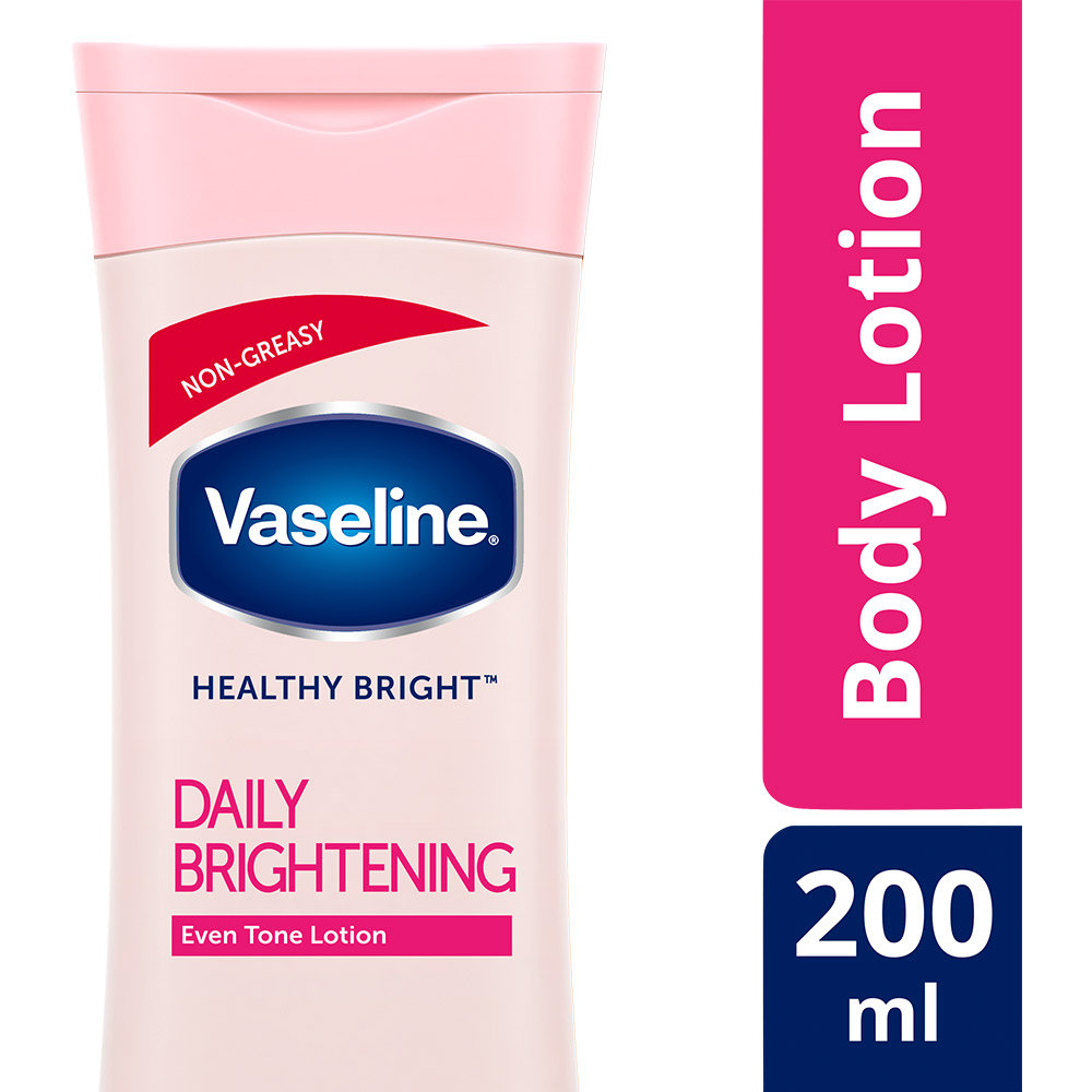 Vaseline Healthy Bright Daily Brightening Body Lotion 200 ml | With Vitamin B3 & Triple Sunscreens | Gives Radiant Looking Skin In 2 Weeks | Light & Non Greasy Formula, Pack of 1 Vaseline Healthy Bright Daily Brightening Body Lotion 200 ml | With Vitamin B3 & Triple Sunscreens | Gives Radiant Looking Skin In 2 Weeks | Light & Non Greasy Formula, Pack of 1